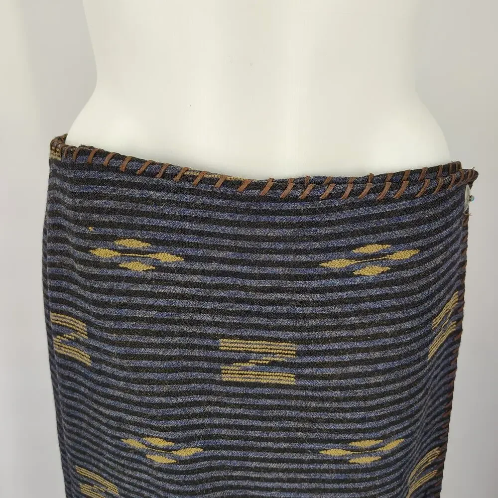 Vintage Lauren Ralph Lauren Wool Blanket Skirt Southwestern Whipstitch Size 20W - Picture 13 of 16